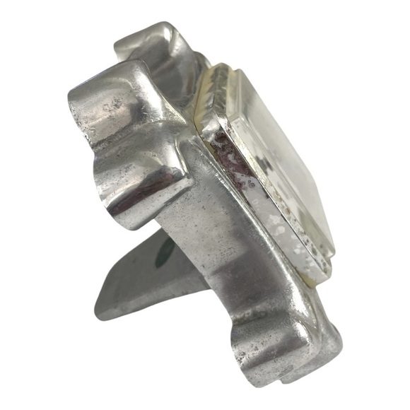 ASHLEIGH MANOR Pewter (or metal) Square Desk Clock - Silver - 4"x4" - Works! - Picture 2 of 8